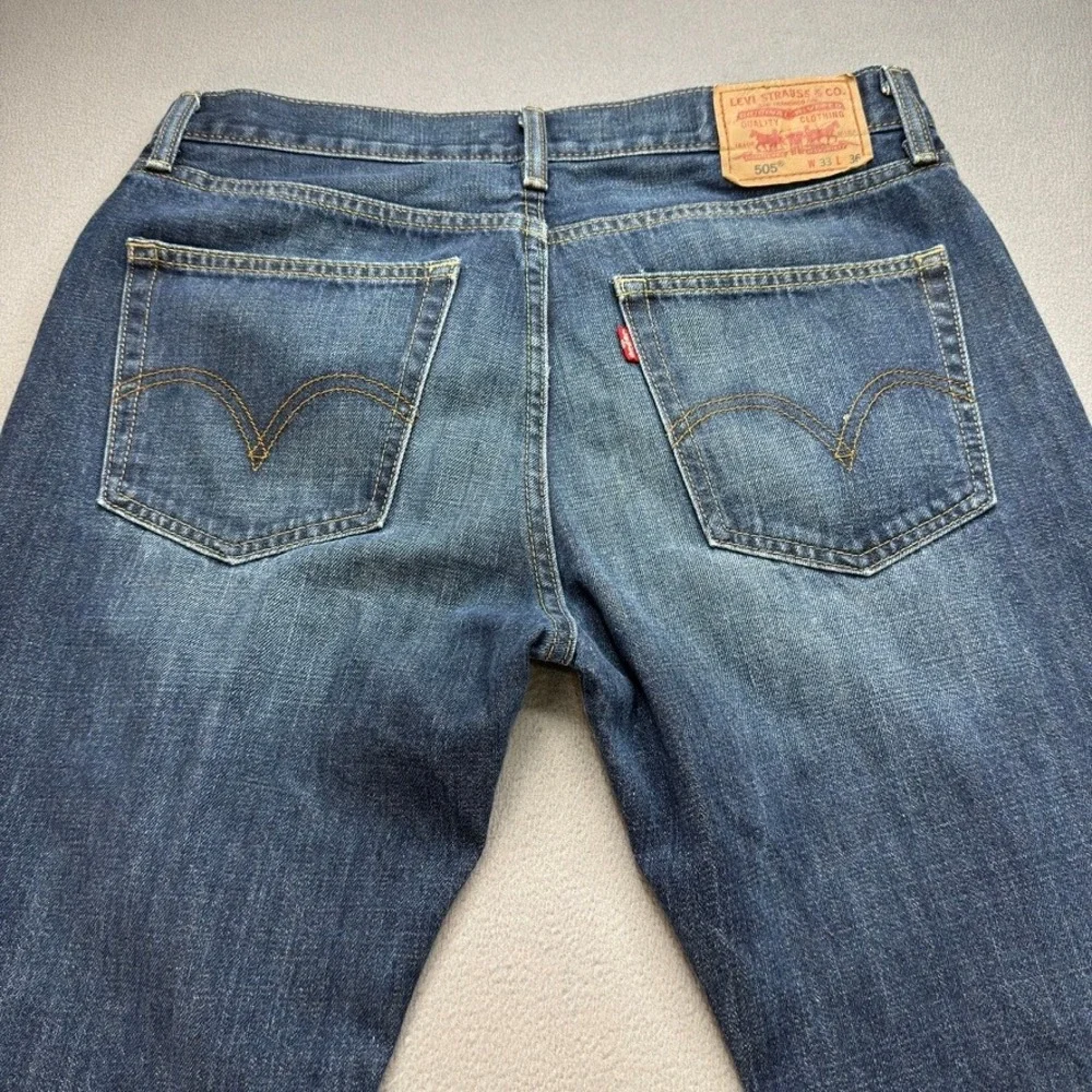 Levis 505 Straight Fit Jeans Men 33x36 (Fit 34x31) Blue Denim Workwear Classic